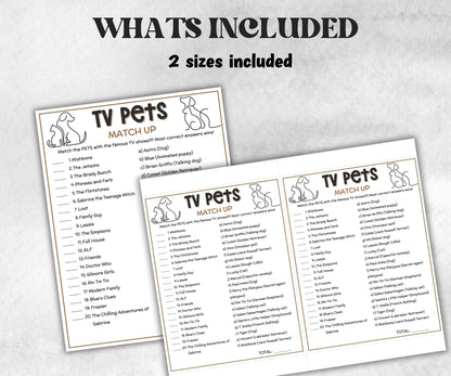 TV pets trivia party Game, dog cat Quiz, TV Sitcoms, Senior Game night, family activity, Kids Teen Adult party guess games, fall icebreaker-Holidays -TheHustlingCatLady-Party Games