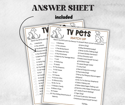 TV pets trivia party Game, dog cat Quiz, TV Sitcoms, Senior Game night, family activity, Kids Teen Adult party guess games, fall icebreaker-Holidays -TheHustlingCatLady-Party Games