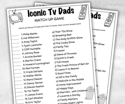 Iconic TV Dads trivia party Game, Daddy Trivia Quiz, TV Sitcoms, Senior Game night, family activity, Famous TV Dads, Fathers Day celebrate-Holidays -TheHustlingCatLady-Party Games