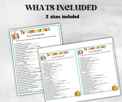 Ad Slogan Fill in the blank Quiz, TV Commercial Match Up Trivia Game, Senior Game night, family activity, Kids Teen Adult party guess games-Holidays -TheHustlingCatLady-Party Games