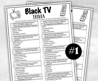 Black TV Sitcom trivia party Game, Black Culture Quiz, TV Sitcoms, African American Games, Black History, Summer Icebreaker questions, Party-Holidays -TheHustlingCatLady-Party Games