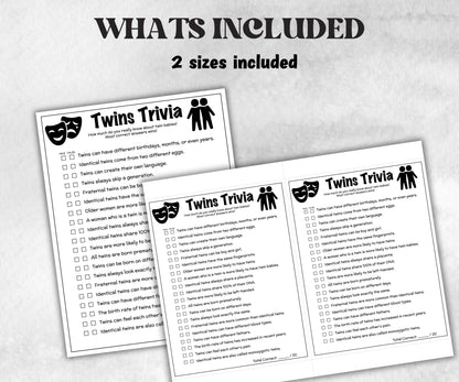 Printable True False Baby Shower Game, Twins Trivia for Baby Showers, Mommy to be game, Twin Minimalist Baby Shower,Shower quiz Activity-Holidays -TheHustlingCatLady-Party Games