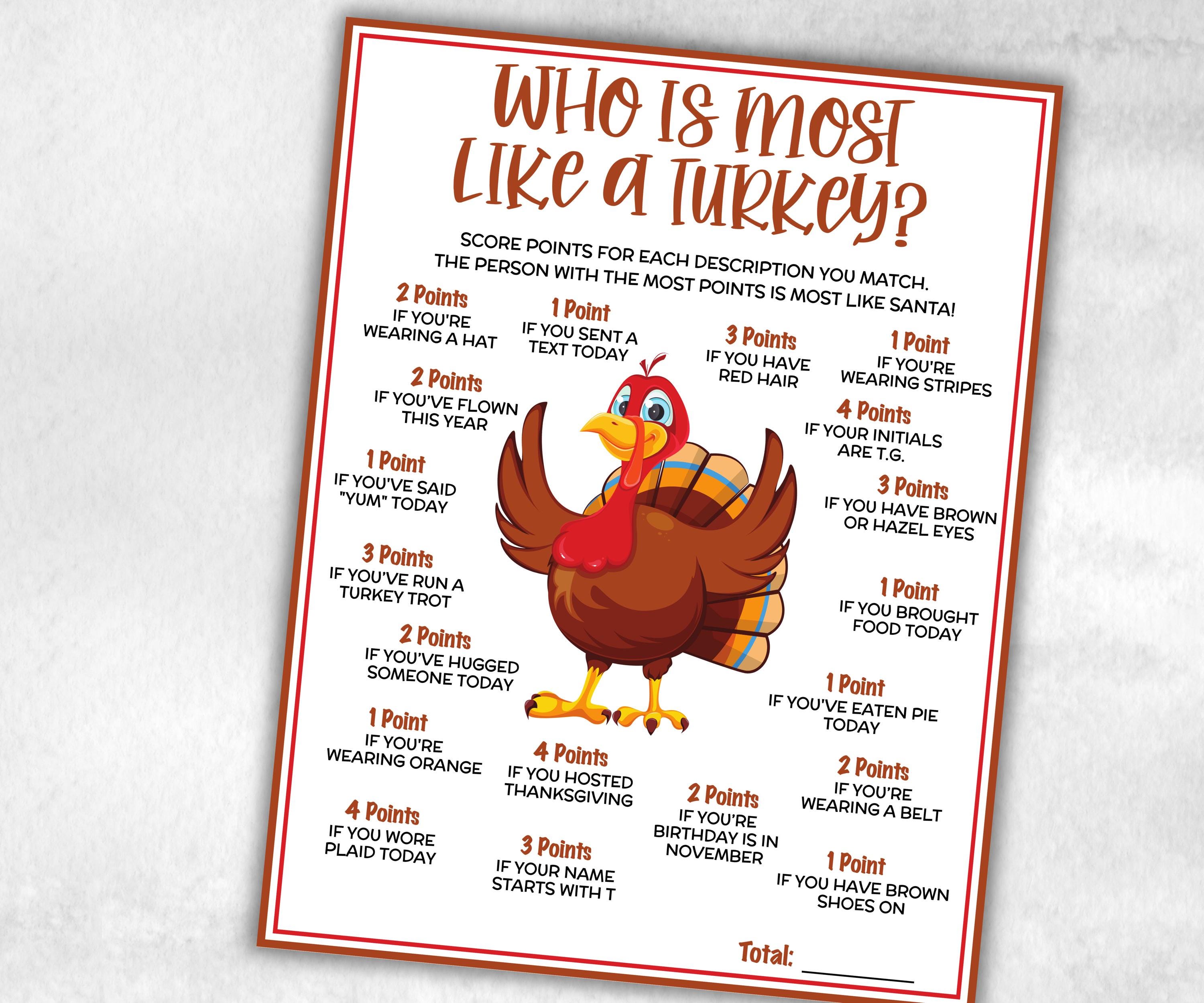 Who is Most Like a Turkey, Friendsgiving Classroom Trivia Game for kids & adults, Turkey Trivia, Thanksgiving Party Game, Fall Turkey Game-Thanksgiving -TheHustlingCatLady-Party Games