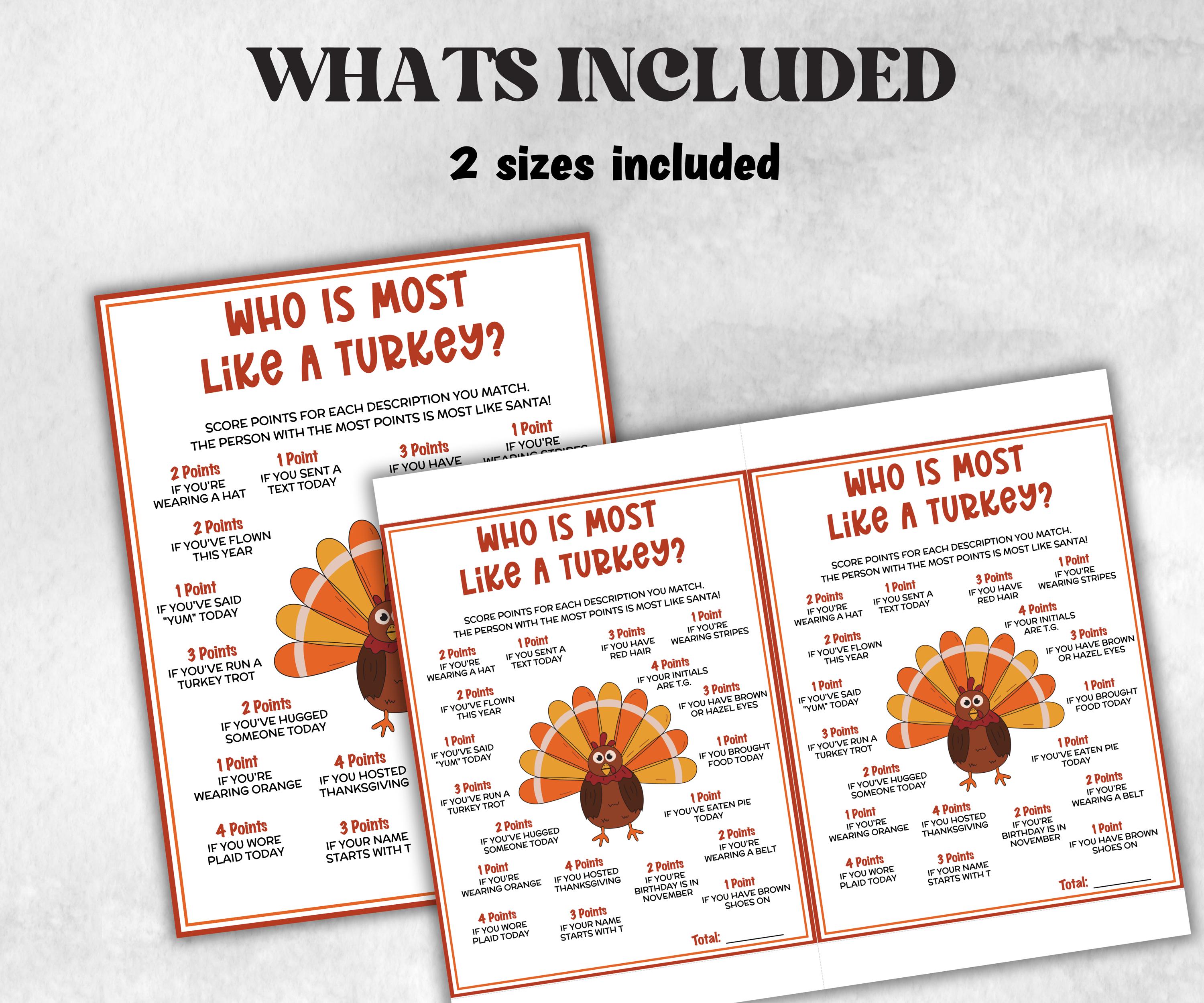 Who is Most Like a Turkey game, Friendsgiving Classroom Trivia Game for kids & adults, Turkey Trivia, Thanksgiving Party Game, Fall Turkey-Thanksgiving -TheHustlingCatLady-Party Games