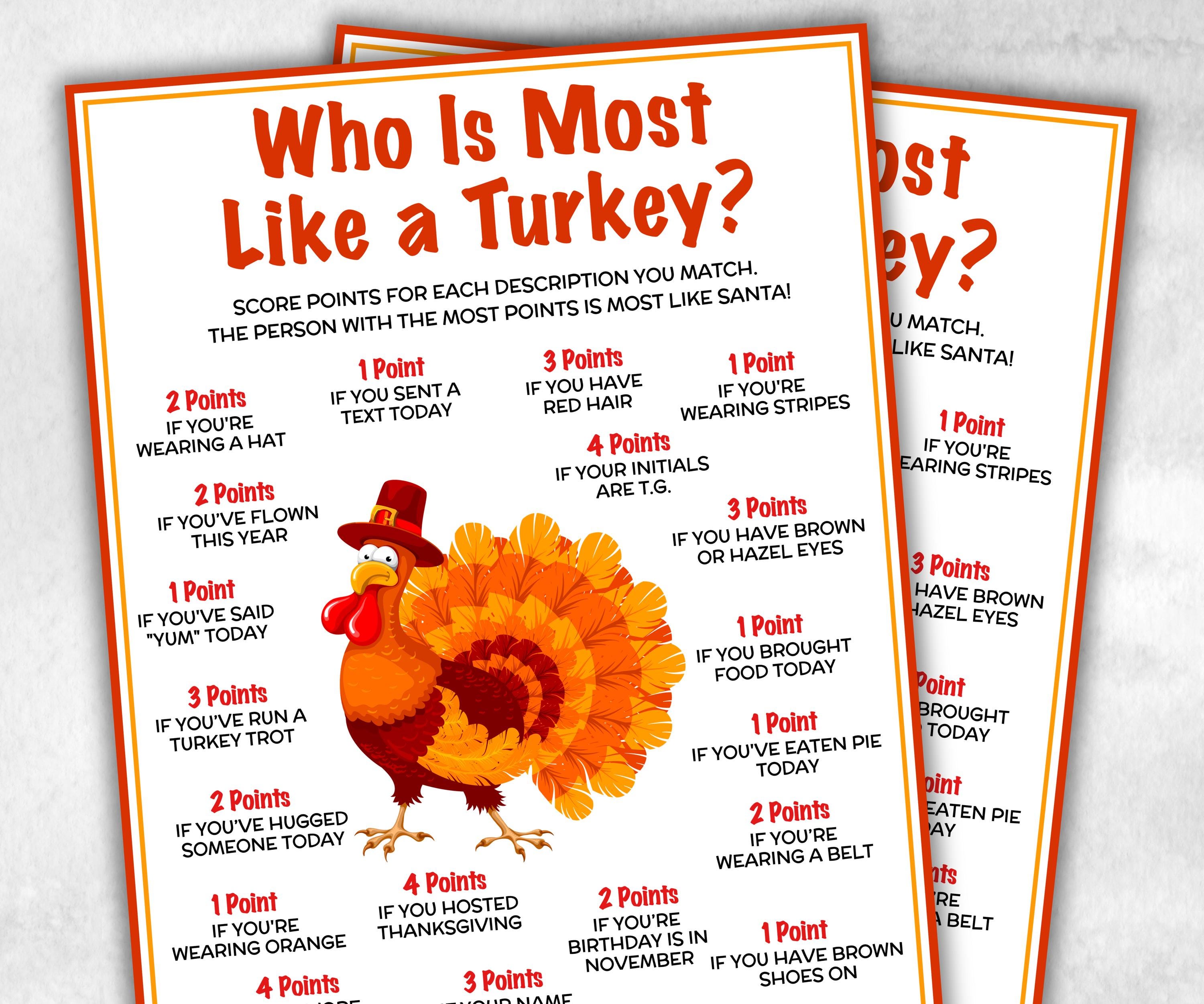 Who is Most Like a Fall Turkey, Friendsgiving Classroom Trivia Game for kids & adults, Turkey Trivia, Thanksgiving Party Game, Turkey Game-Thanksgiving -TheHustlingCatLady-Party Games