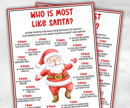 Who is Most Like Santa, Holiday Classroom Game for kids & adults, Winter office game, Fun Easy Group Game, santa dinner game, daycare games-Christmas -TheHustlingCatLady-Party Games