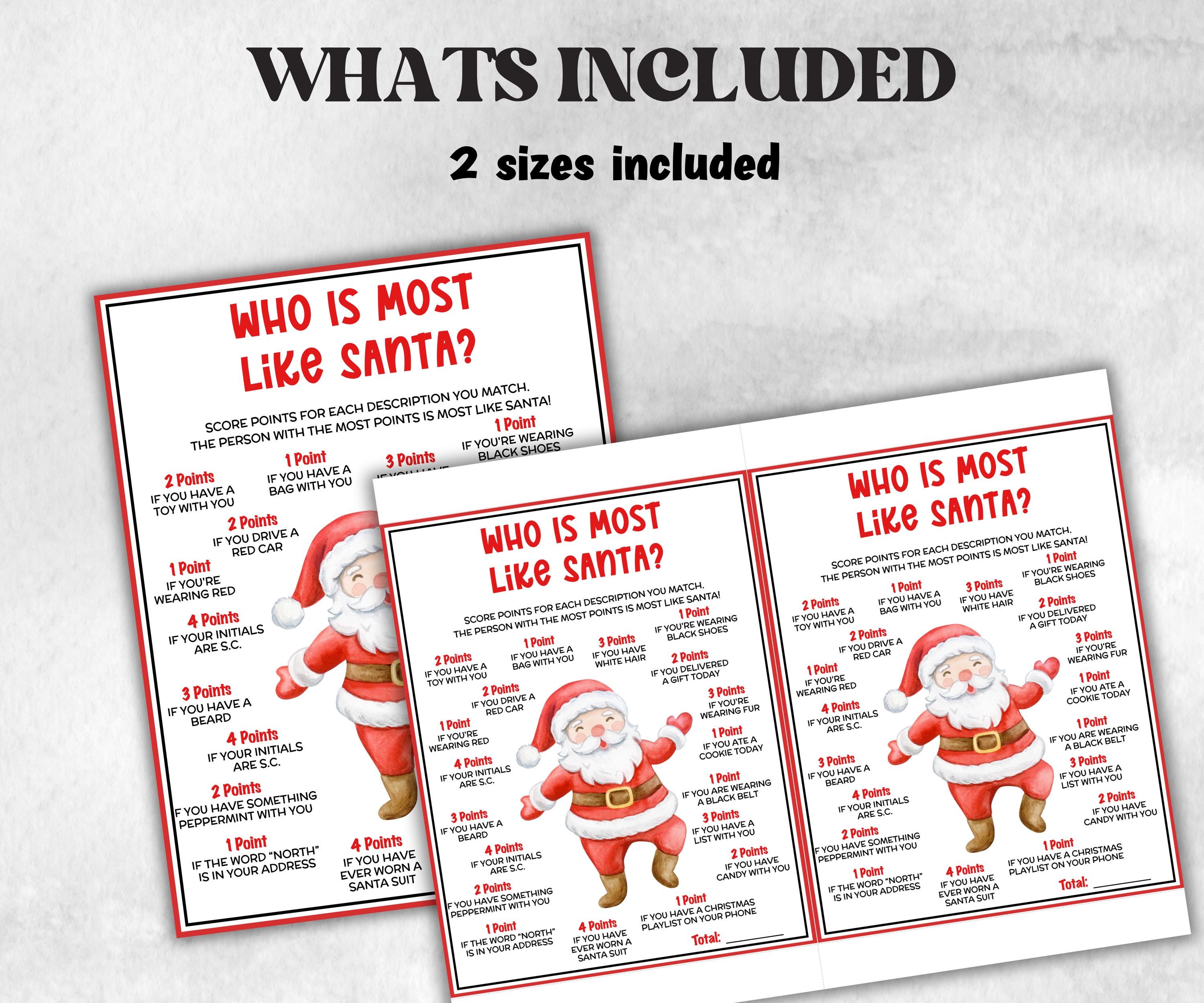 Who is Most Like Santa, Holiday Classroom Game for kids & adults, Winter office game, Fun Easy Group Game, santa dinner game, daycare games-Christmas -TheHustlingCatLady-Party Games