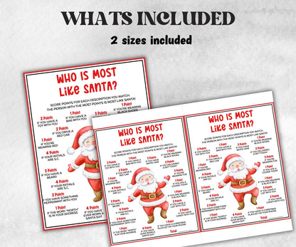 Who is Most Like Santa, Holiday Classroom Game for kids & adults, Winter office game, Fun Easy Group Game, santa dinner game, daycare games-Christmas -TheHustlingCatLady-Party Games