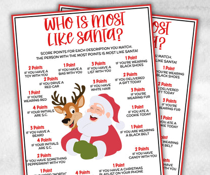Who's Most Like Santa, Holiday Classroom Game for kids & adults, Winter office game, Fun Easy Group Game, santa dinner game, daycare games-Christmas -TheHustlingCatLady-Party Games