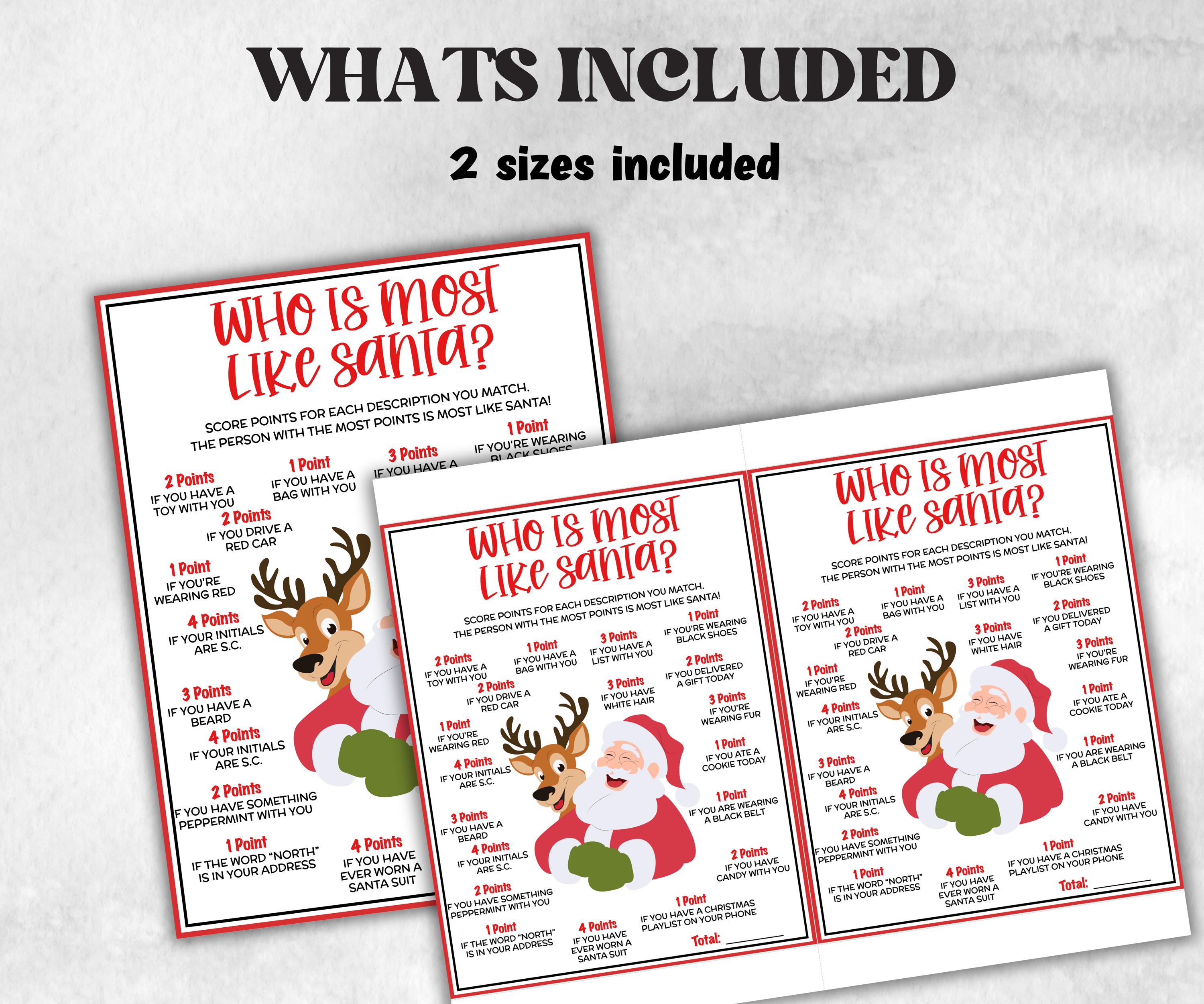 Who's Most Like Santa, Holiday Classroom Game for kids & adults, Winter office game, Fun Easy Group Game, santa dinner game, daycare games-Christmas -TheHustlingCatLady-Party Games