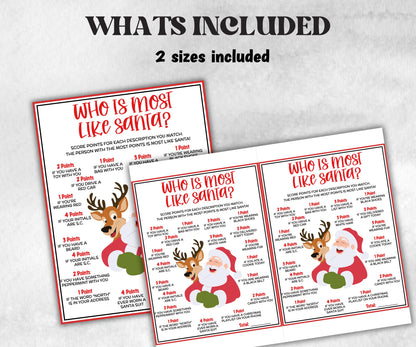 Who's Most Like Santa, Holiday Classroom Game for kids & adults, Winter office game, Fun Easy Group Game, santa dinner game, daycare games-Christmas -TheHustlingCatLady-Party Games