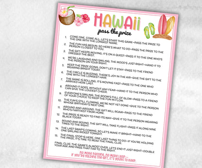 Hawaiian Pass The Prize, Tropical Aloha Luau, Tiki Summer, Hawaii Beach Vacation, Backyard BBQ Pool Party, fun gift exchange, outdoor party-Holidays -TheHustlingCatLady-Party Games