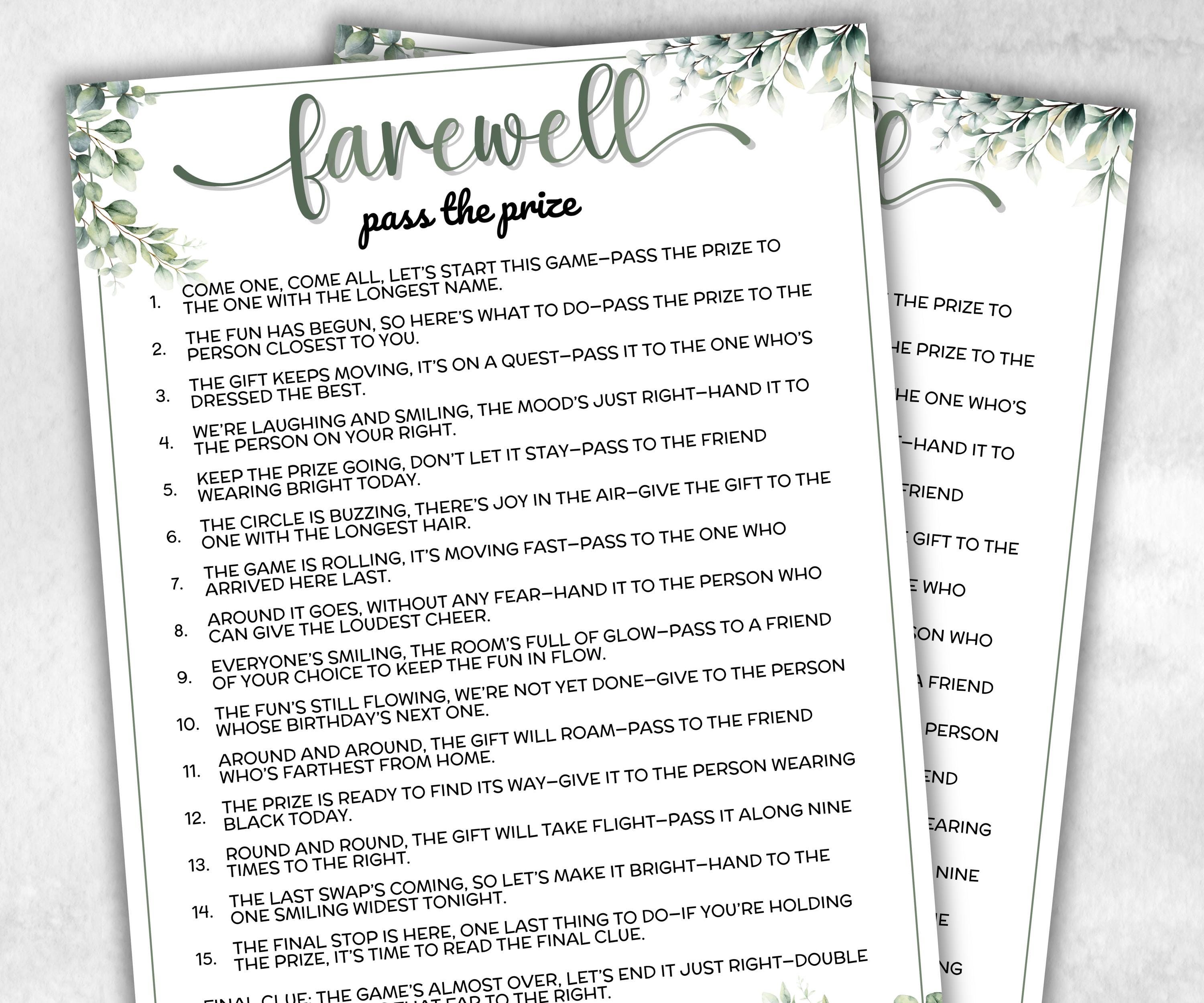 Moving Away Party, Pass The Prize, Going Abroad, College Farewell, Retirement, Mix and Mingle, interactive fun gift exchange, office party-Holidays -TheHustlingCatLady-Party Games