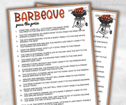 Backyard Barbeque Pass the Prize, wiener sausagefest, grilling activity, national hotdog day Mix and Mingle party, interactive gift exchange-Holidays -TheHustlingCatLady-Party Games