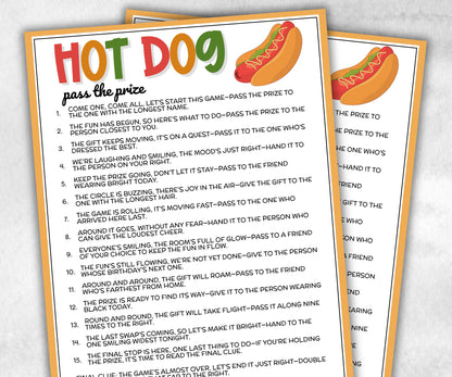 Backyard Hot Dog Pass the Prize, wiener sausagefest, grilling activity, national hotdog day, summer party, interactive tween gift exchange-Holidays -TheHustlingCatLady-Party Games