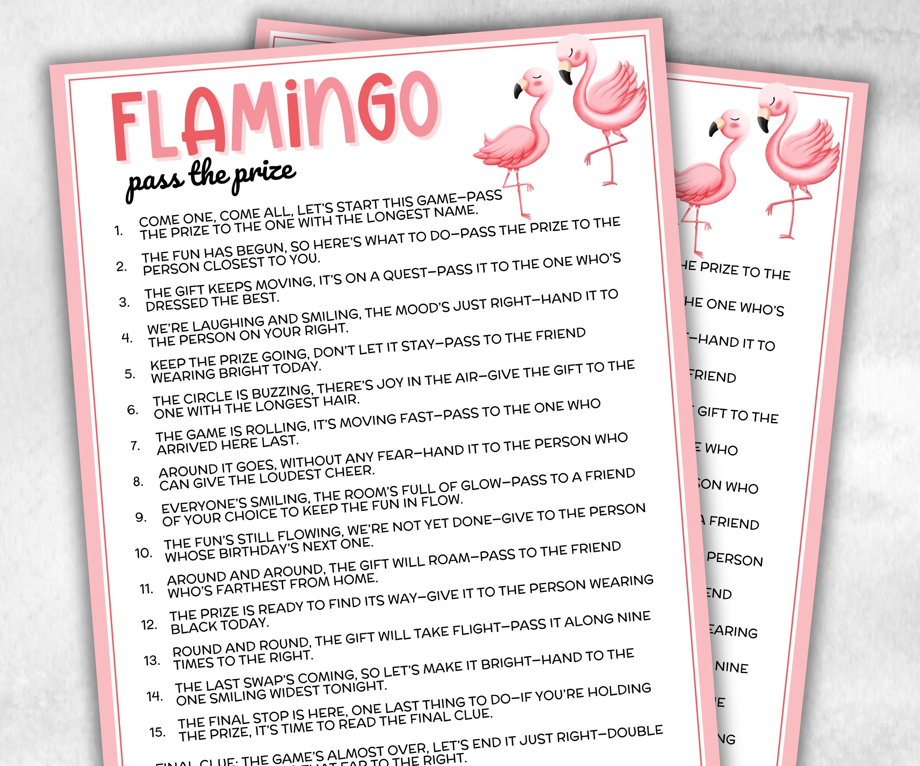 Flamingo Pass The Prize, Left Right Baby Shower, Pink Ladies Brunch, Classroom Activity, interactive fun gift exchange, conversation game-Holidays -TheHustlingCatLady-Party Games
