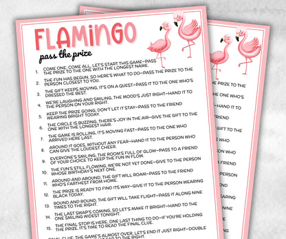 Flamingo Pass The Prize, Left Right Baby Shower, Pink Ladies Brunch, Classroom Activity, interactive fun gift exchange, conversation game-Holidays -TheHustlingCatLady-Party Games