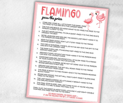 Flamingo Pass The Prize, Left Right Baby Shower, Pink Ladies Brunch, Classroom Activity, interactive fun gift exchange, conversation game-Holidays -TheHustlingCatLady-Party Games