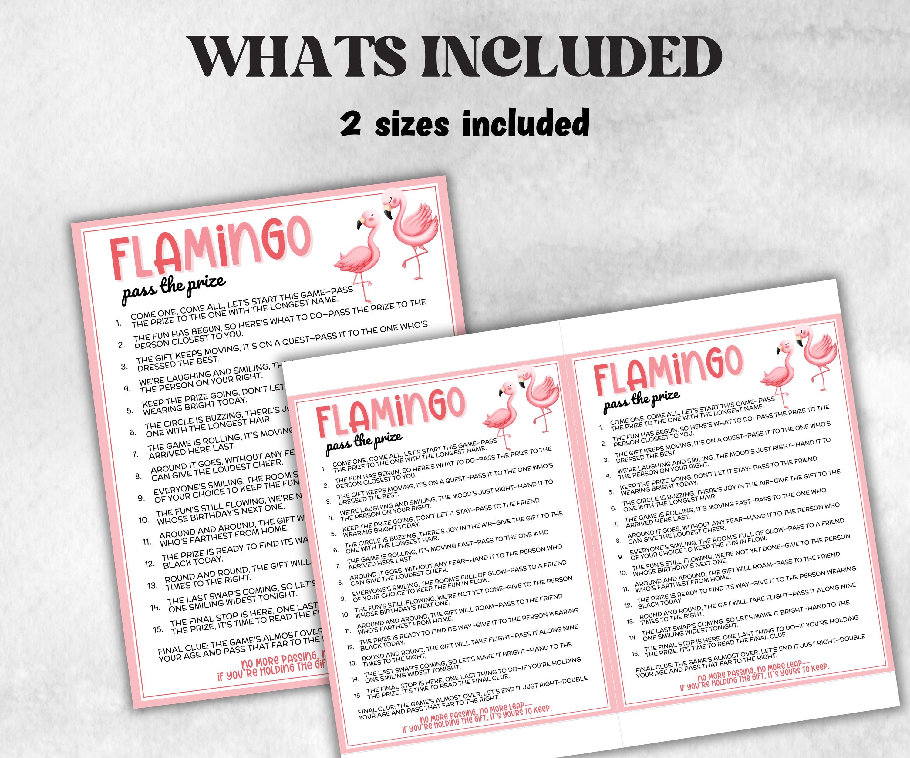 Flamingo Pass The Prize, Left Right Baby Shower, Pink Ladies Brunch, Classroom Activity, interactive fun gift exchange, conversation game-Holidays -TheHustlingCatLady-Party Games