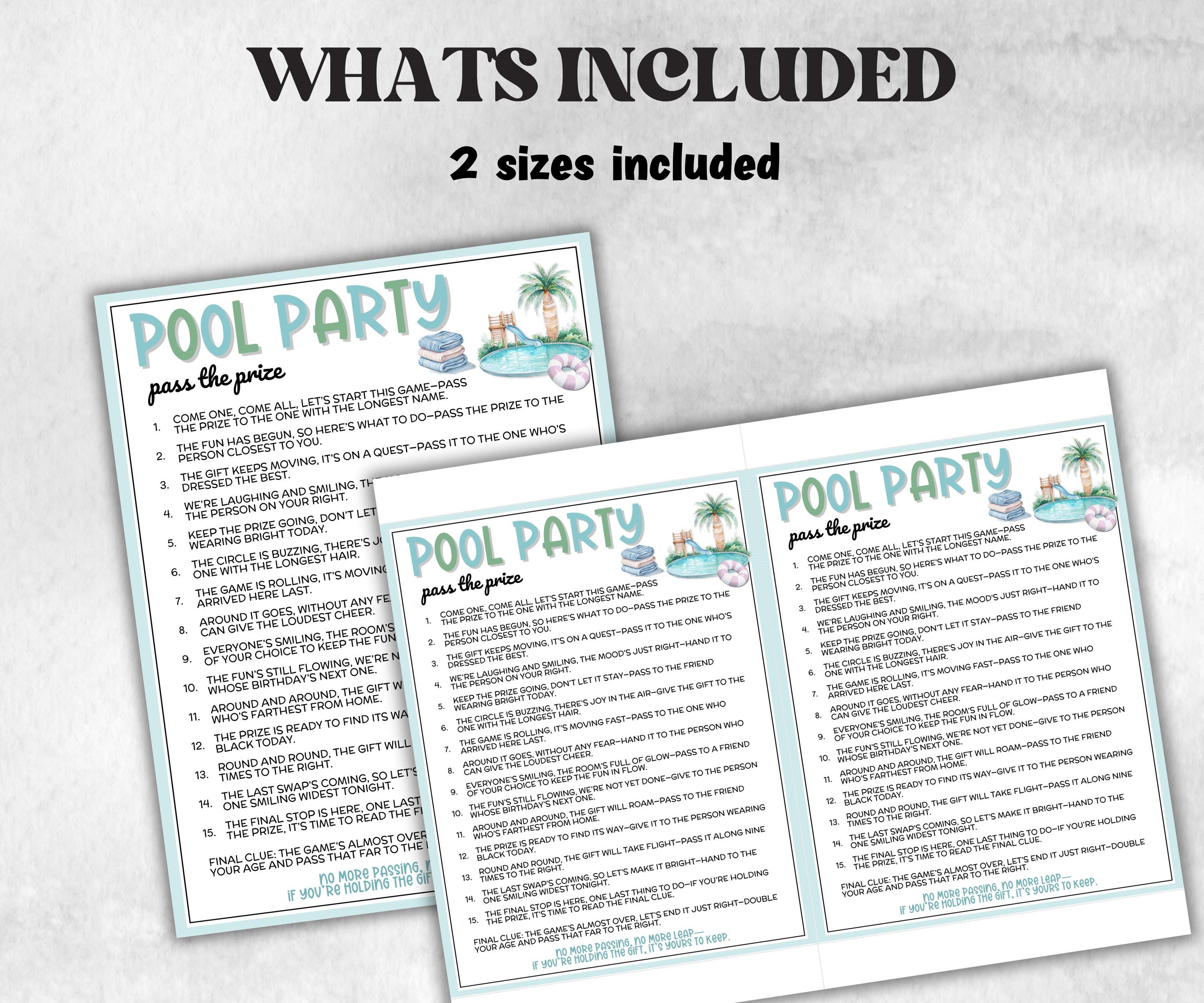 Pool Party Pass The Prize, Left Right Summer Themed Activity, Backyard BBQ, Hot Weather Outdoor Vacation, interactive fun gift exchange-Holidays -TheHustlingCatLady-Party Games