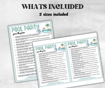 Pool Party Pass The Prize, Left Right Summer Themed Activity, Backyard BBQ, Hot Weather Outdoor Vacation, interactive fun gift exchange-Holidays -TheHustlingCatLady-Party Games