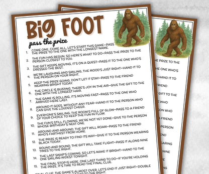 Bigfoot Pass The Prize, Sasquatch Monster, camping adventure, boy girl scout, rv road trip, interactive fun gift exchange, conversation game-Holidays -TheHustlingCatLady-Party Games