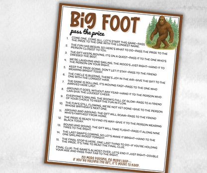 Bigfoot Pass The Prize, Sasquatch Monster, camping adventure, boy girl scout, rv road trip, interactive fun gift exchange, conversation game-Holidays -TheHustlingCatLady-Party Games