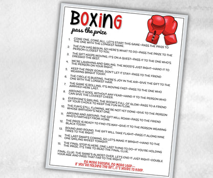 Boxing Pass The Prize, Left Right Olympics Match, Viewing Party, Boxers Meetup, Gym activity, interactive gift exchange, conversation game-Holidays -TheHustlingCatLady-Party Games