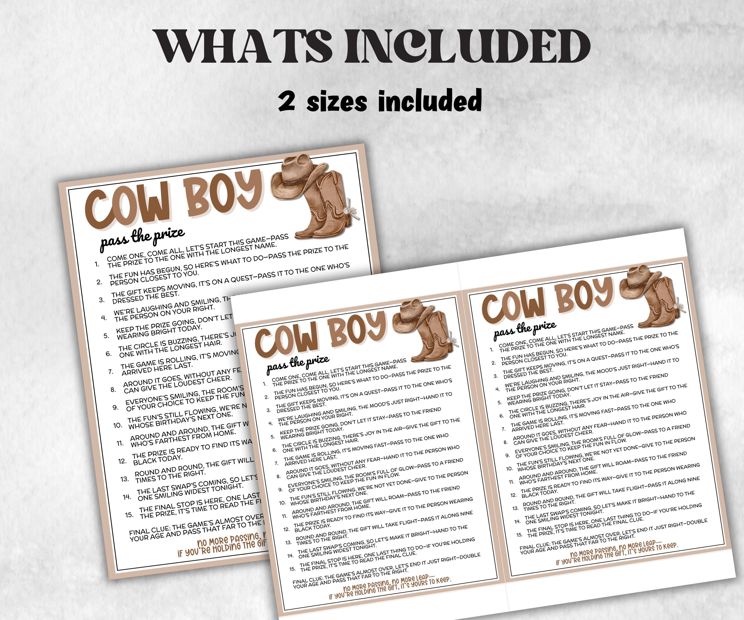 Cowboy Pass The Prize, Western Wild West Rodeo Classroom Birthday Party, interactive fun gift exchange, conversation game, wild blue boy boy-Holidays -TheHustlingCatLady-Party Games