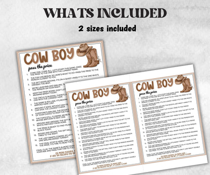 Cowboy Pass The Prize, Western Wild West Rodeo Classroom Birthday Party, interactive fun gift exchange, conversation game, wild blue boy boy-Holidays -TheHustlingCatLady-Party Games