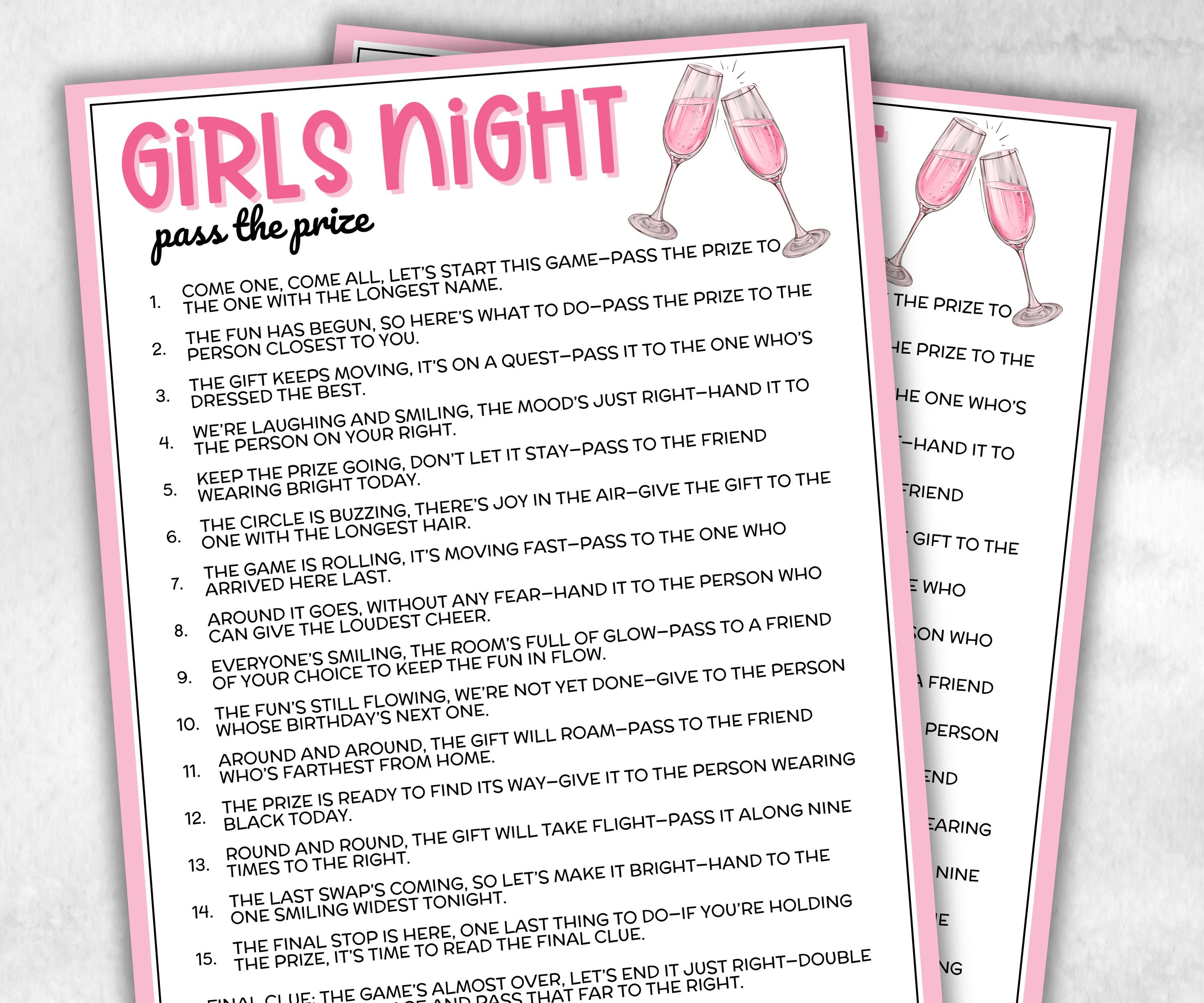Girls Night Pass The Prize, Left To Right Game, Girl Friends, Ladies Night, Luncheon Brunch Tea interactive gift exchange, conversation game-Holidays -TheHustlingCatLady-Party Games