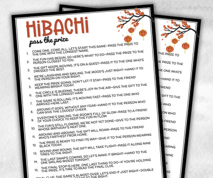 Hibachi Pass the Prize Left Right Game, Japanese-Themed Party, Teppanyaki Birthday, interactive fun gift exchange, mingle conversation game-Holidays -TheHustlingCatLady-Party Games