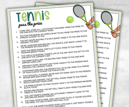Tennis Pass The Prize, Indoor Outdoor, Grand Slam, Sports Athletic, interactive fun gift exchange, mingle conversation game, camp club mix-Holidays -TheHustlingCatLady-Party Games