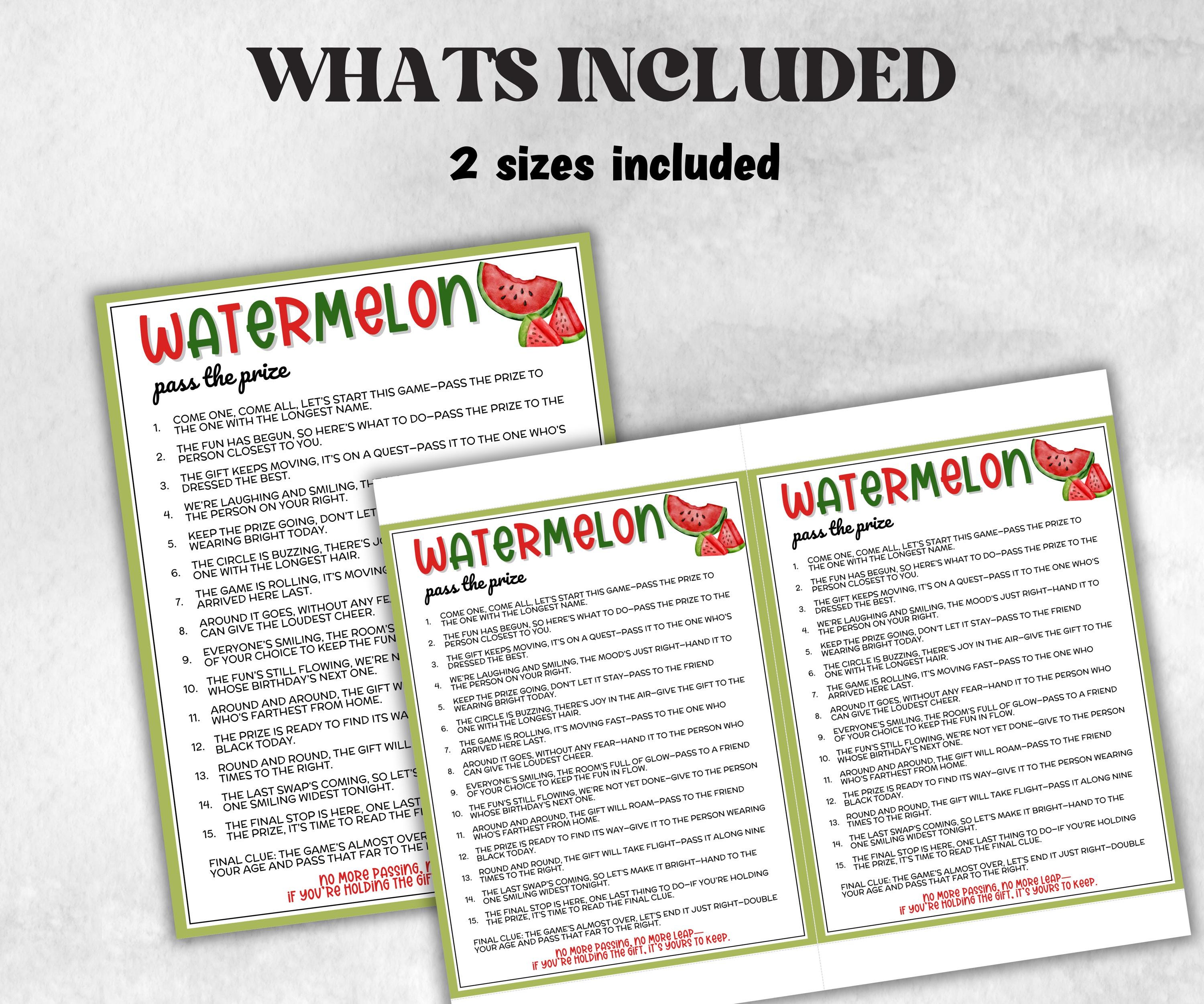 Watermelon Party Pass The Prize Left Right Game, Melon Themed Summer Birthday Party, Backyard BBQ, Outdoor Picnic, National Watermelon Day-Holidays -TheHustlingCatLady-Party Games
