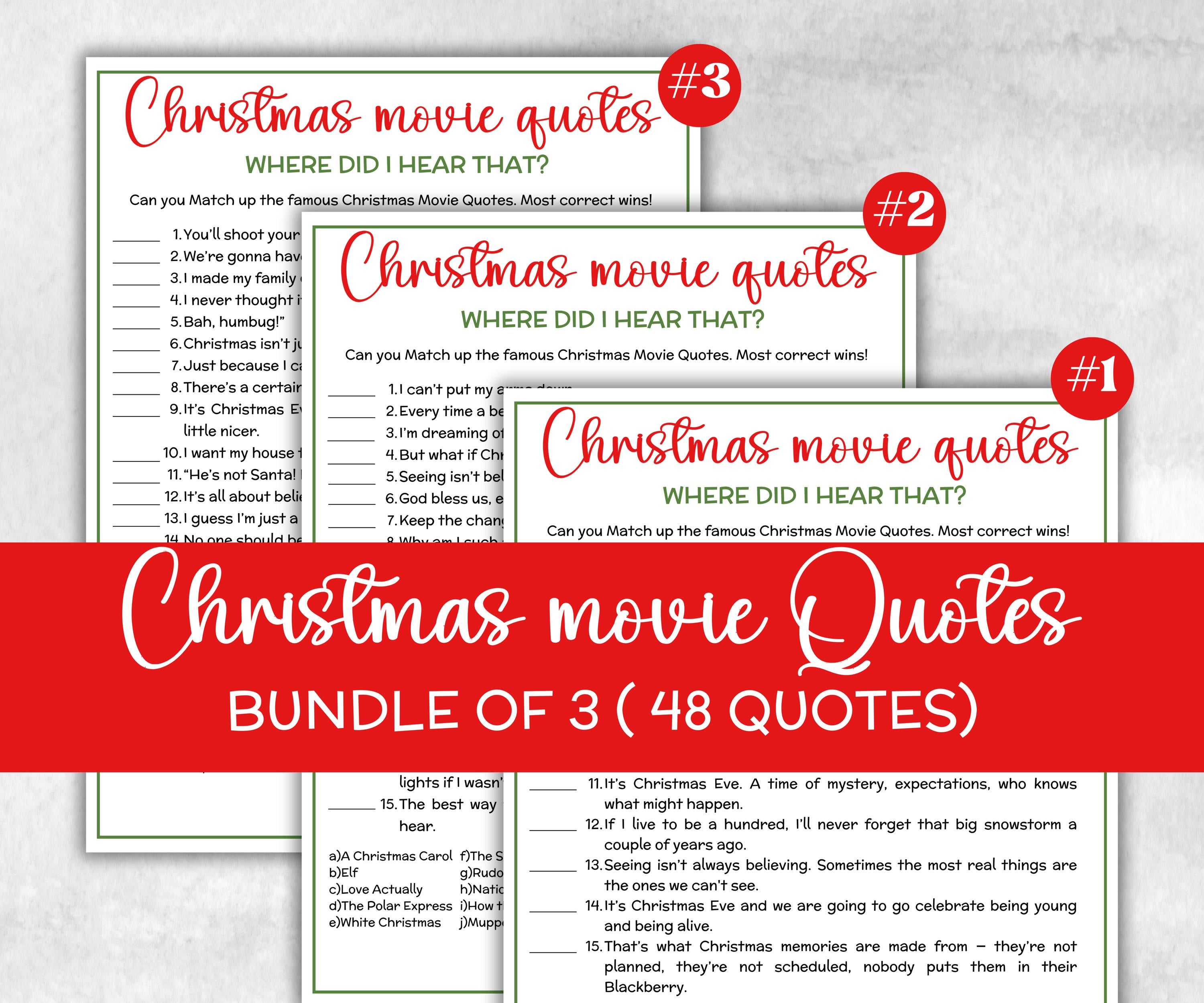 Christmas Movie Quote Trivia Game, Xmas Family Game, Christmas Office Party, Adult Holiday Party Printable Game, Coworkers Festive Brunch-Christmas -TheHustlingCatLady-Party Games