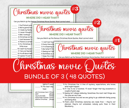 Christmas Movie Quote Trivia Game, Xmas Family Game, Christmas Office Party, Adult Holiday Party Printable Game, Coworkers Festive Brunch-Christmas -TheHustlingCatLady-Party Games