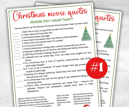 Xmas Movie Quote Trivia Game, Christmas Family Game, Christmas Office Party, Adult Holiday Party Printable Game, Coworkers Festive Brunch-Christmas -TheHustlingCatLady-Party Games