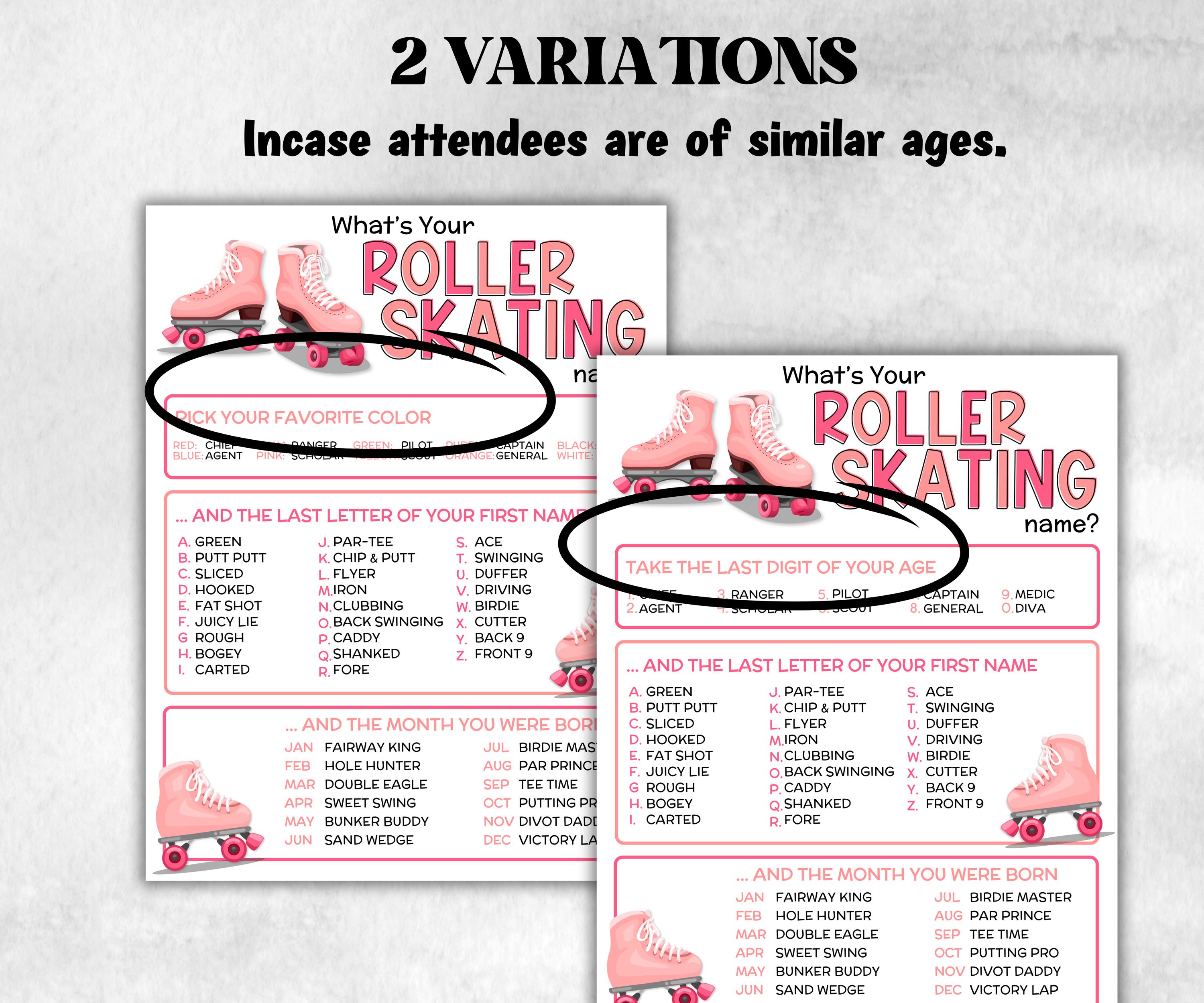 What is your roller skating name printable game, office party, daycare name, Name board sign, party decoration, Name tag, birthday nicknames-Holidays -TheHustlingCatLady-Party Games