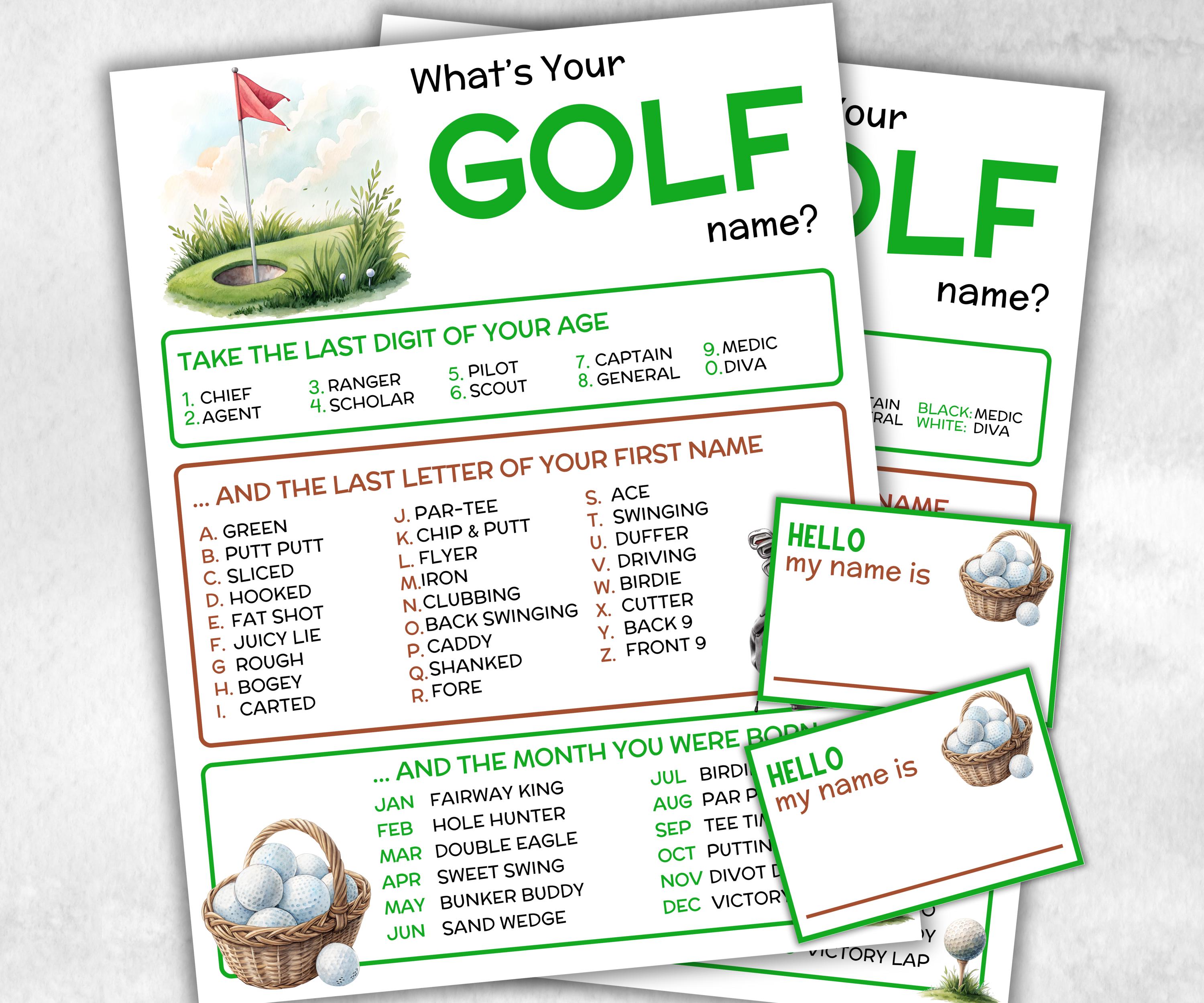 What is your Golf name printable game, office party, daycare name, Name board sign, party decoration, Name tag, birthday nicknames, sports-Holidays -TheHustlingCatLady-Stickers, Labels & Tags