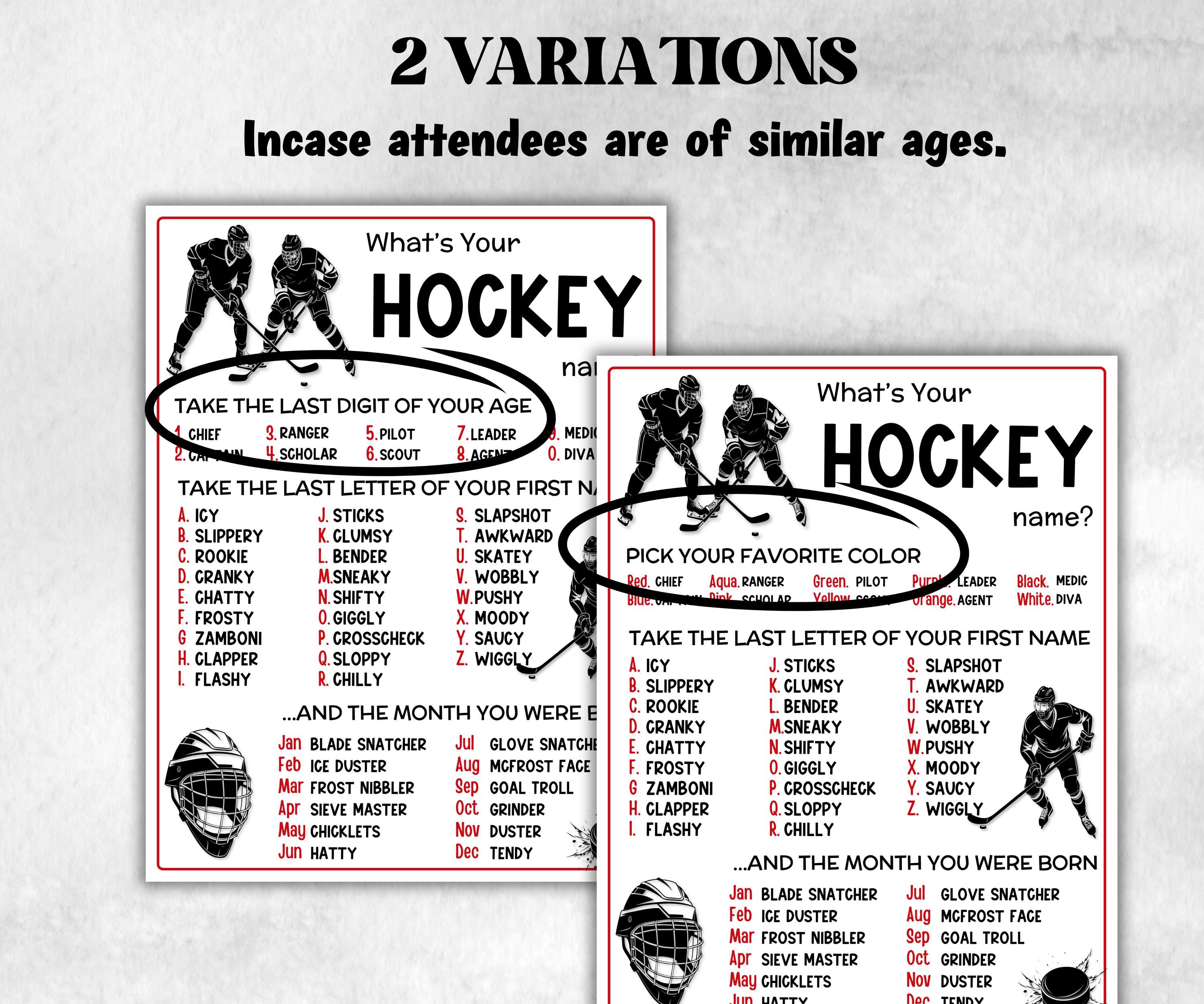 What is your Hockey name printable game, office party, daycare name, Name board sign, party decoration, Name tag, birthday nickname, sport-Holidays -TheHustlingCatLady-Stickers, Labels & Tags