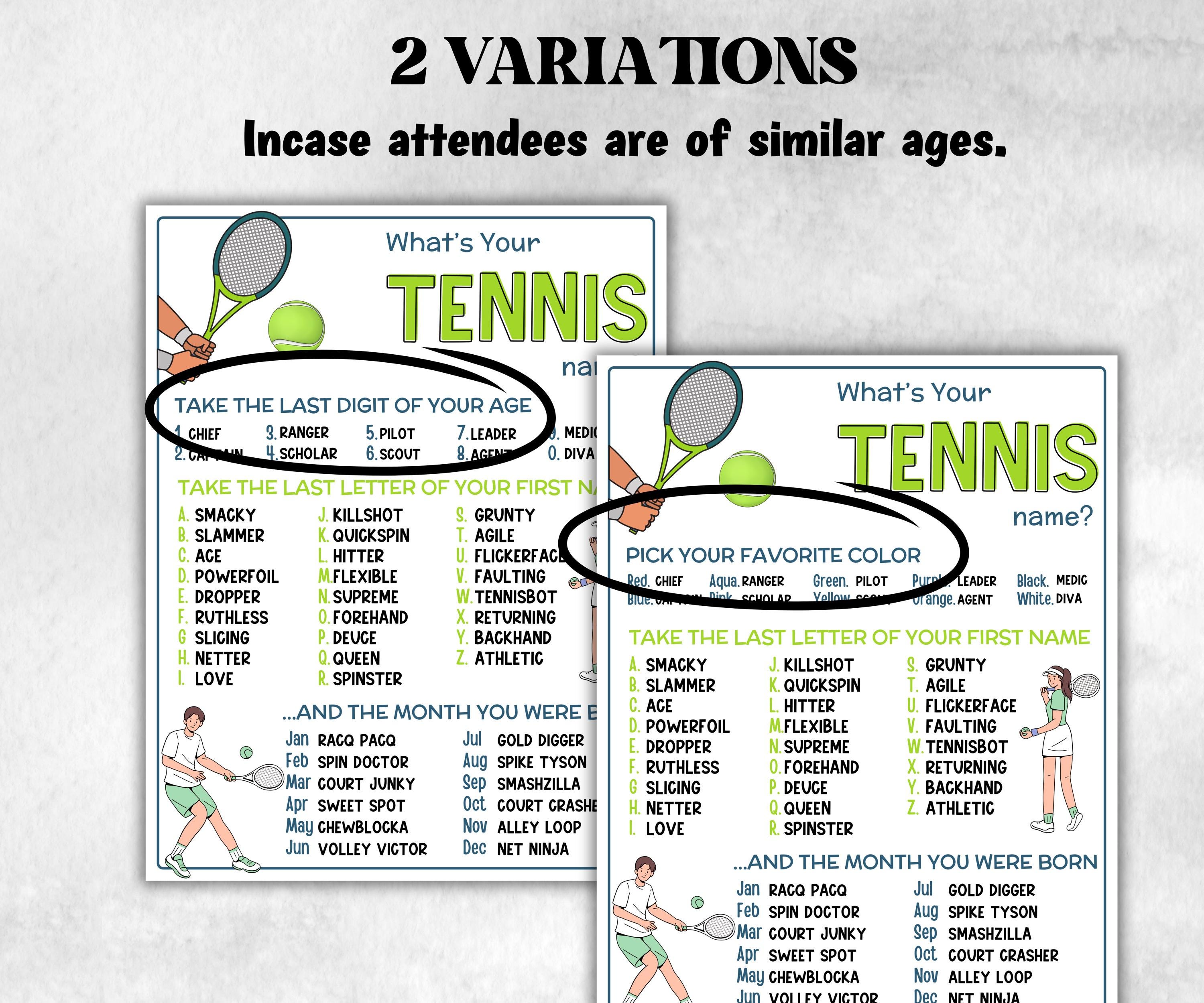 What is your Tennis name printable game, office party, daycare name, Name board sign, party decoration, Name tag, birthday nickname, sport-Holidays -TheHustlingCatLady-Stickers, Labels & Tags