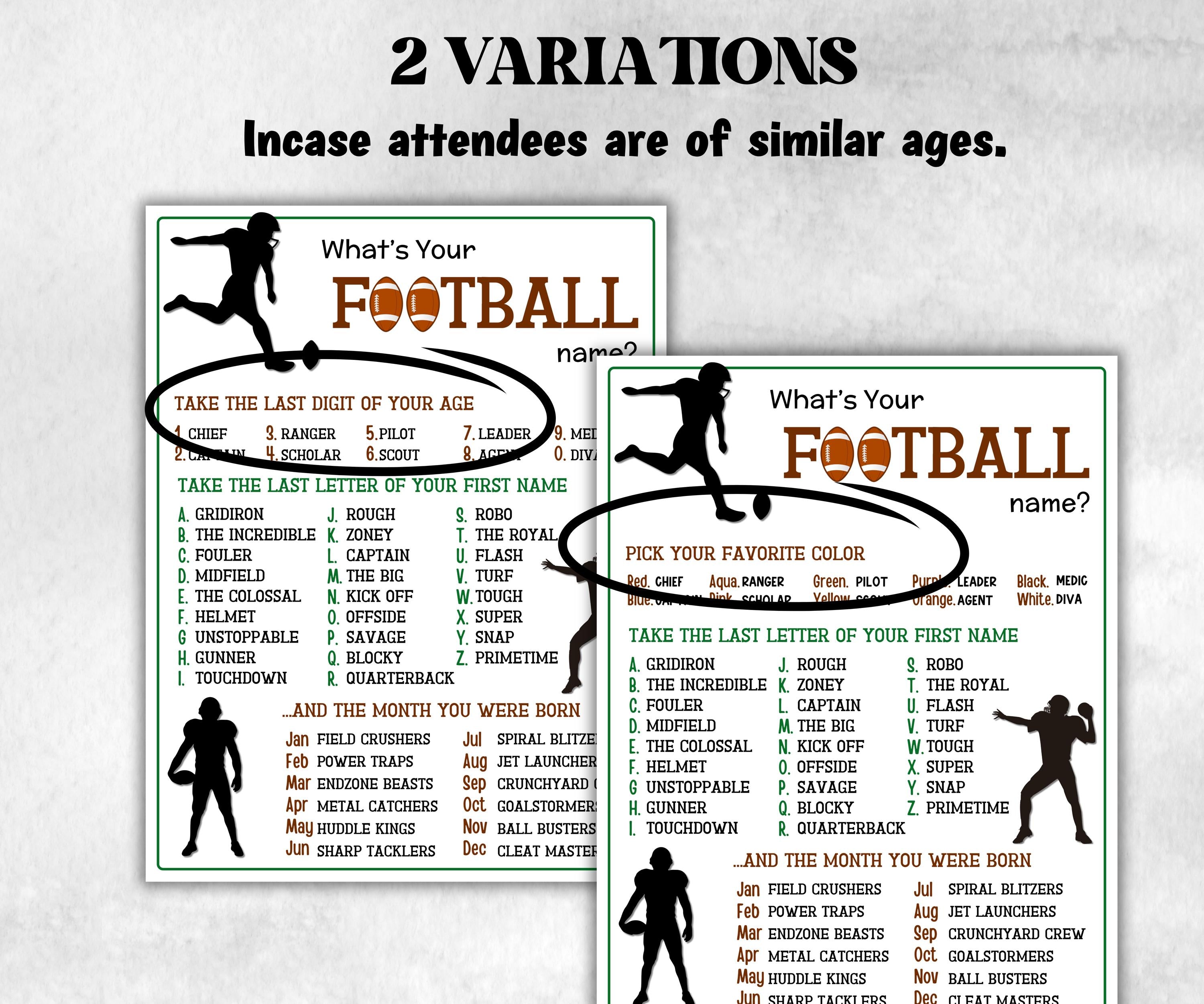 What is your Football name printable game, office party, daycare name, Name board sign, party decoration, Name tag, birthday nickname, sport-Holidays -TheHustlingCatLady-Stickers, Labels & Tags