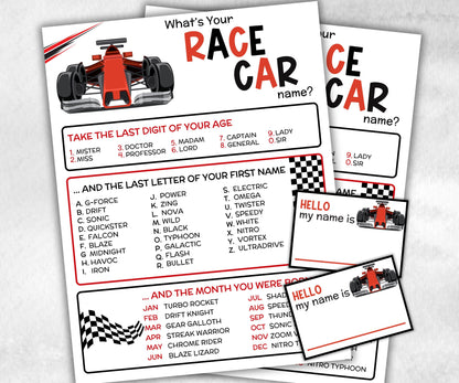 What is your Race car name printable game, office party, daycare, Name board sign, party decoration, Name tag, birthday nickname, summer-Holidays -TheHustlingCatLady-Stickers, Labels & Tags