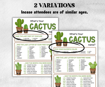 What is your Cactus name printable game, office party, daycare name, Name board sign, party decoration, Name tag, birthday nickname, summer-Holidays -TheHustlingCatLady-Stickers, Labels & Tags