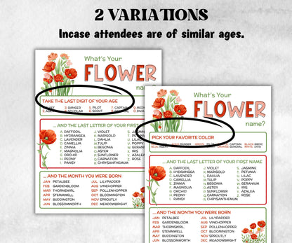 What is your flower name printable game, office party, daycare, Name board sign, party decoration, Name tag, birthday nickname, summer game-Holidays -TheHustlingCatLady-Party Games