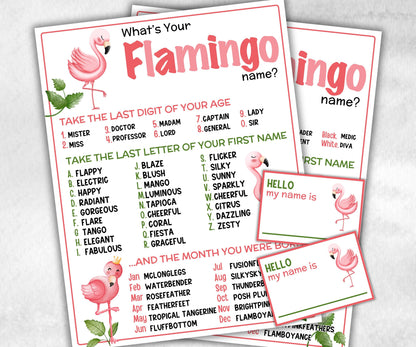 What is your Flamingo name printable game, office party, daycare, Name board sign, party decoration, Name tag, birthday nickname, summer-Holidays -TheHustlingCatLady-Stickers, Labels & Tags