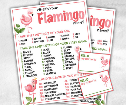What is your Flamingo name printable game, office party, daycare, Name board sign, party decoration, Name tag, birthday nickname, summer-Holidays -TheHustlingCatLady-Stickers, Labels & Tags