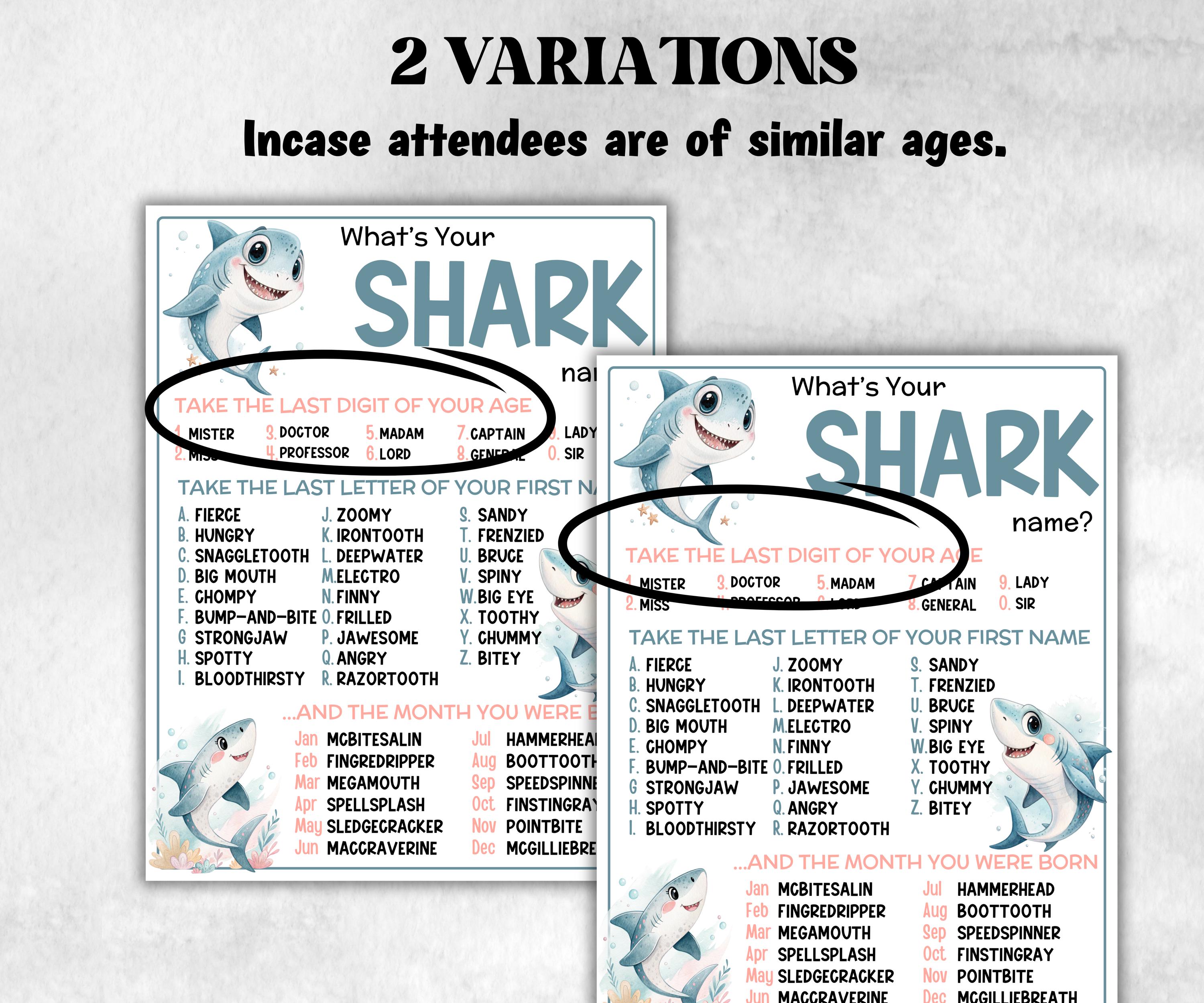What is your Shark name printable game, office party, daycare, Name board sign, party decoration, Name tag, birthday nickname, summer game-Holidays -TheHustlingCatLady-Stickers, Labels & Tags