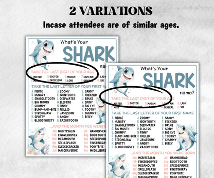 What is your Shark name printable game, office party, daycare, Name board sign, party decoration, Name tag, birthday nickname, summer game-Holidays -TheHustlingCatLady-Party Games