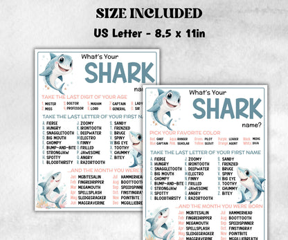 What is your Shark name printable game, office party, daycare, Name board sign, party decoration, Name tag, birthday nickname, summer game-Holidays -TheHustlingCatLady-Party Games